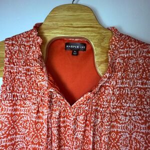 Harper 241 Women's Spandex Blend Salmon Sleeveless Top Sz‎ XL Tassle Tie Blouse